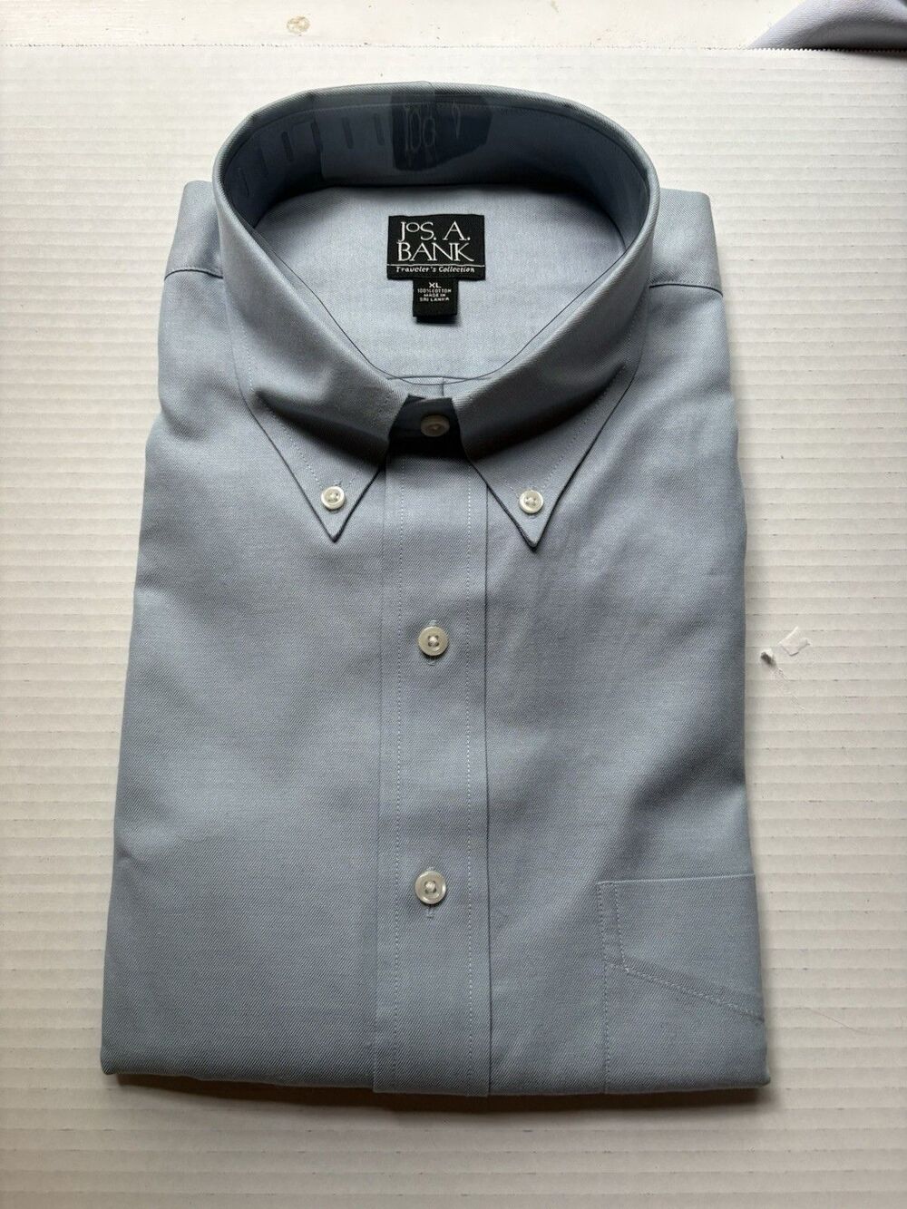 NEW Men’s Jos A Bank Traveler Long Sleeve Button Down Stretch Blue Shirt Size XL - Picture 2 of 5